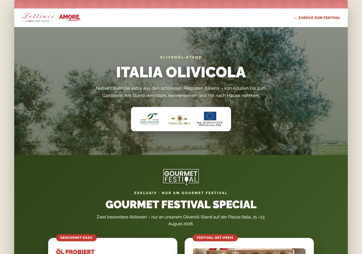 Vorschau der Partner-Landingpage von Italia Olivicola
