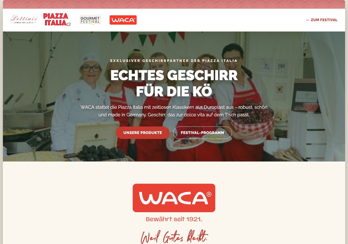 Vorschau der Partner-Landingpage von WACA